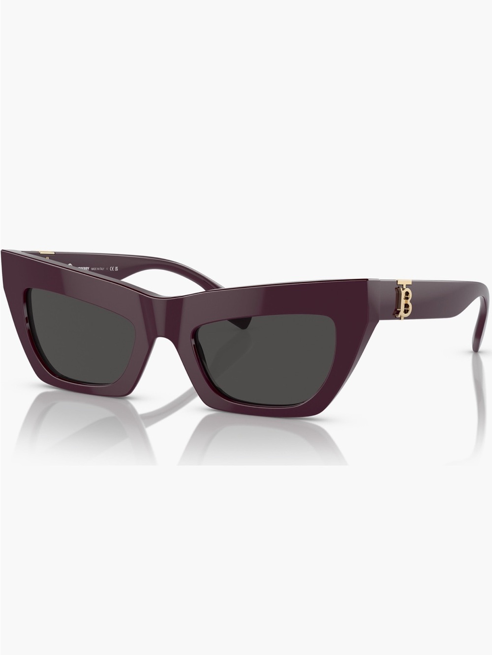 Burberry Plum Cat-Eye Sunglasses with Gold TB Logo
